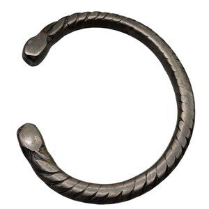 Antique 800 Silver Berber Tribal Open Cuff Bracelet 6.5 Hand Forged Twist Design